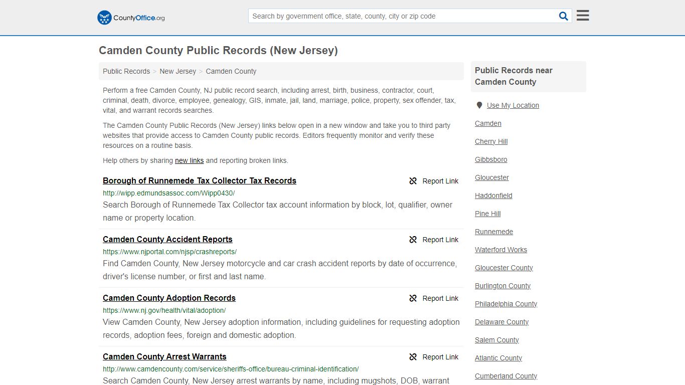 Public Records - Camden County, NJ (Business, Criminal, GIS, Property ...