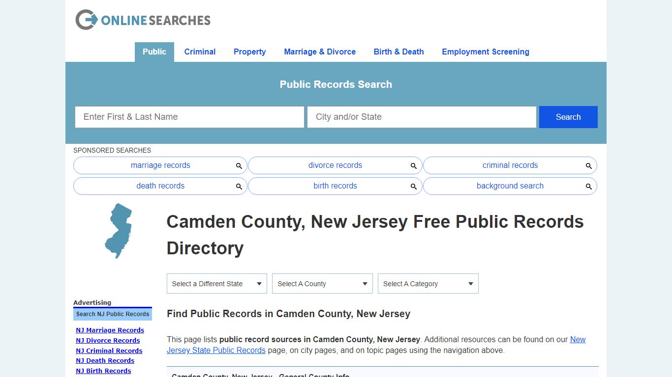 Camden County, New Jersey Public Records Directory